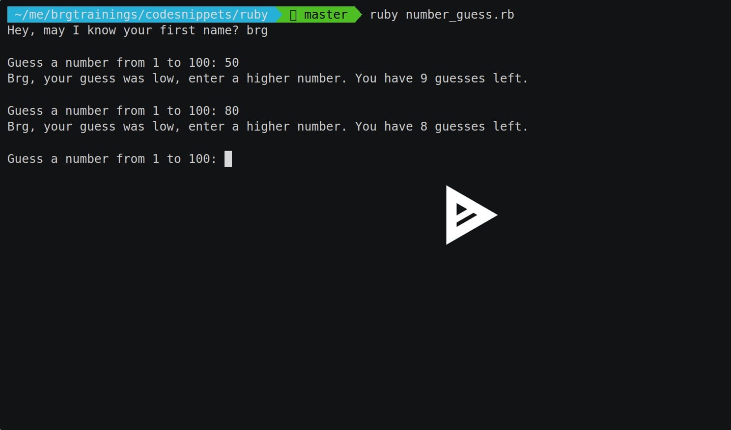 Number Guessing game in Ruby